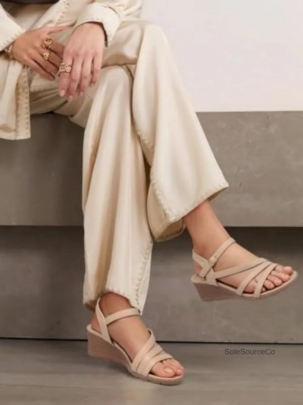 Women's Dressy Wedge Sandals with Arch Support and Ankle Strap - Comfortable